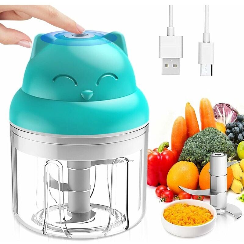 foto del prodotto mini tritatutto elettrico multi grinder, frullatore da 250 ml con design in acciaio inossidabile, 3 lame, tritatutto per spremiaglio, piccolo mixer