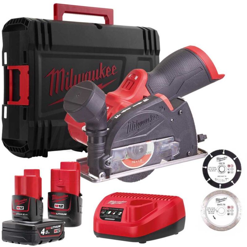 foto del prodotto mini troncatrice con disco 76mm e batteria m12 milwaukee m12 fcot 422x