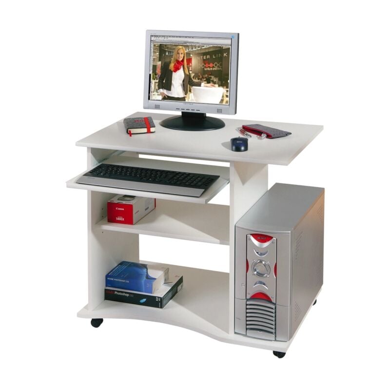 foto del prodotto mini ufficio con ruote bianco, 80x75x50 cm