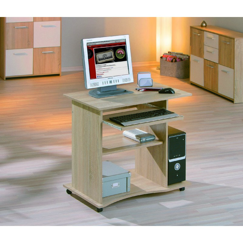 foto del prodotto mini ufficio con ruote in laminato finitura rovere, 80 x 75 x 50 cm, con imballo rinforzato dmora