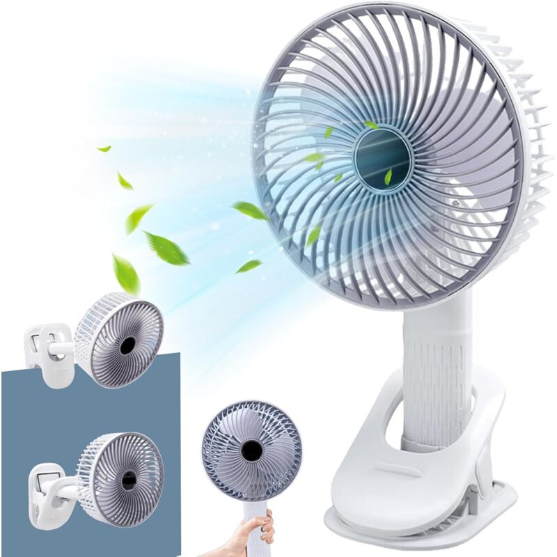 foto del prodotto mini ventilatore a clip usb, piccolo ventilatore da tavolo 4 in 1 con batteria, 3 velocit regolabili, silenzioso, per ufficio, camera da letto,