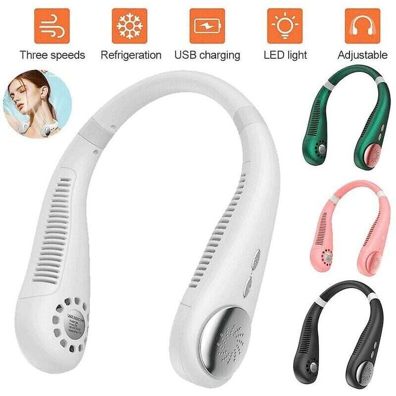 foto del prodotto mini ventilatore da collo ventilatore portatile senza lama ventilatori sospesi senza foglie ricaricabili usb neri