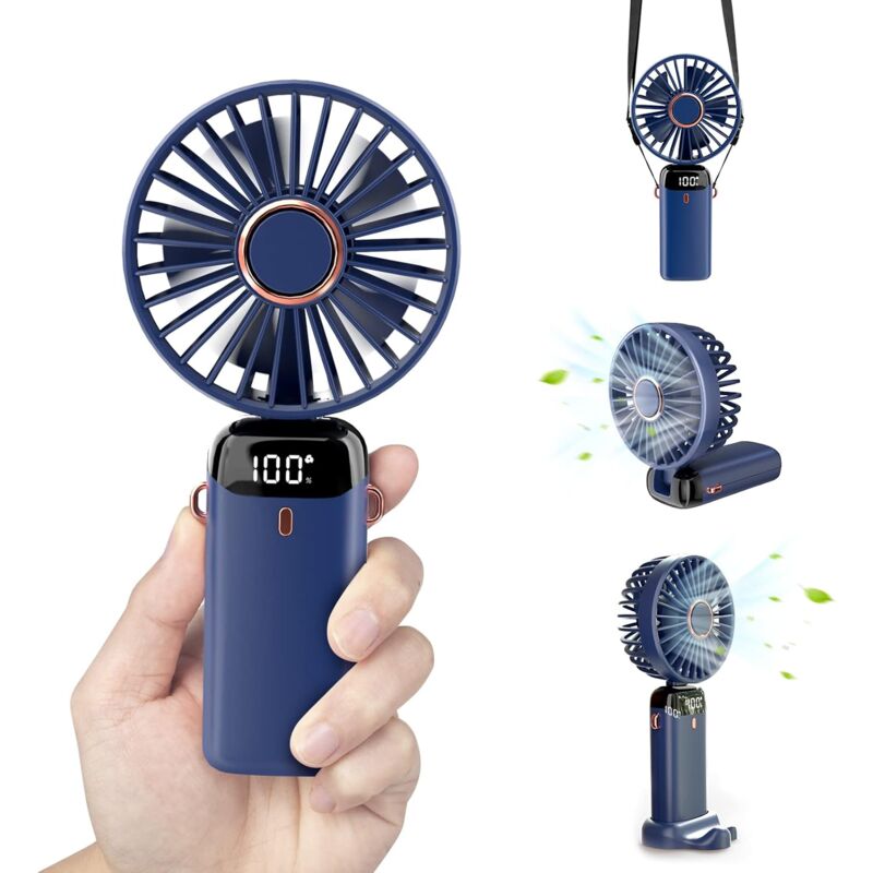 foto del prodotto mini ventilatore da tavolo portatile usb, piccolo ventilatore da tavolo con 5 velocit e batteria usb da 3000 mah, ventilatore elettrico pieghevole