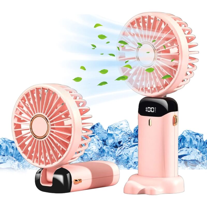 foto del prodotto mini ventilatore da tavolo portatile usb, piccolo ventilatore portatile a 5 velocit con base, ventilatore da tavolo pieghevole, esterno rosa 