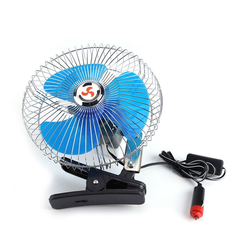 foto del prodotto mini ventilatore per auto, 12 v 25 w ventola oscillante portatile con clip per raffreddamento a clip per mini veicolo, rotazione di 180 gradi, basso