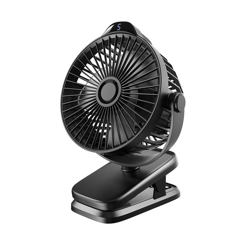 foto del prodotto mini ventilatore portatile usb con clip, 4000 mah silenzioso, telecomando, display led, 5 velocit , rotazione a 360 , ventilatore da tavolo