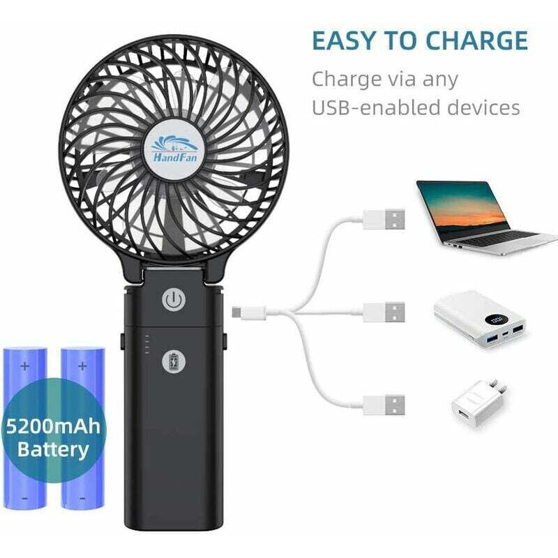 foto del prodotto mini ventilatore portatile ventilatore a mano batteria ricaricabile usb 3 velocit 180 pieghevole piccolo ventilatore da scrivania power bank