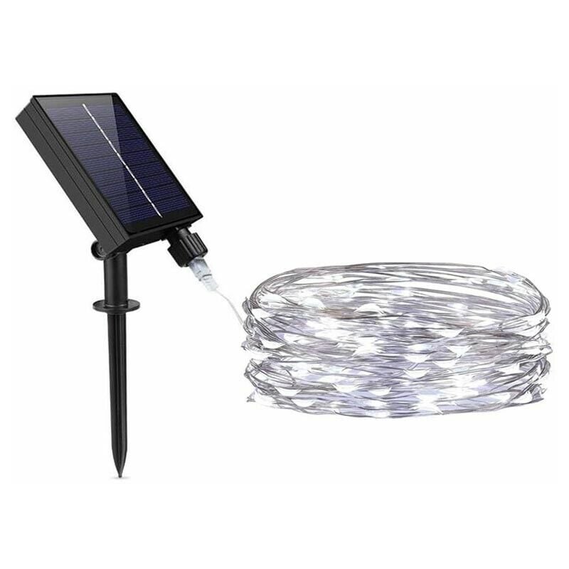 foto del prodotto minilucciola bianca 100 led catena luminosa 10 mt luci natalizi pannello solare