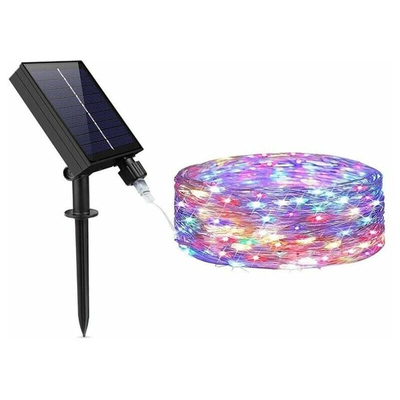 foto del prodotto minilucciola catena 100 led rgb luminosa 10 m luci natale pannello solare