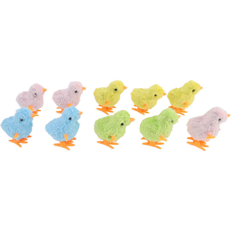 foto del prodotto minkurow 10 pezzi di pulcini a orologeria giocattoli simpatici e divertenti pulcini di peluche colorati che rimbalzano giocattoli a carica per
