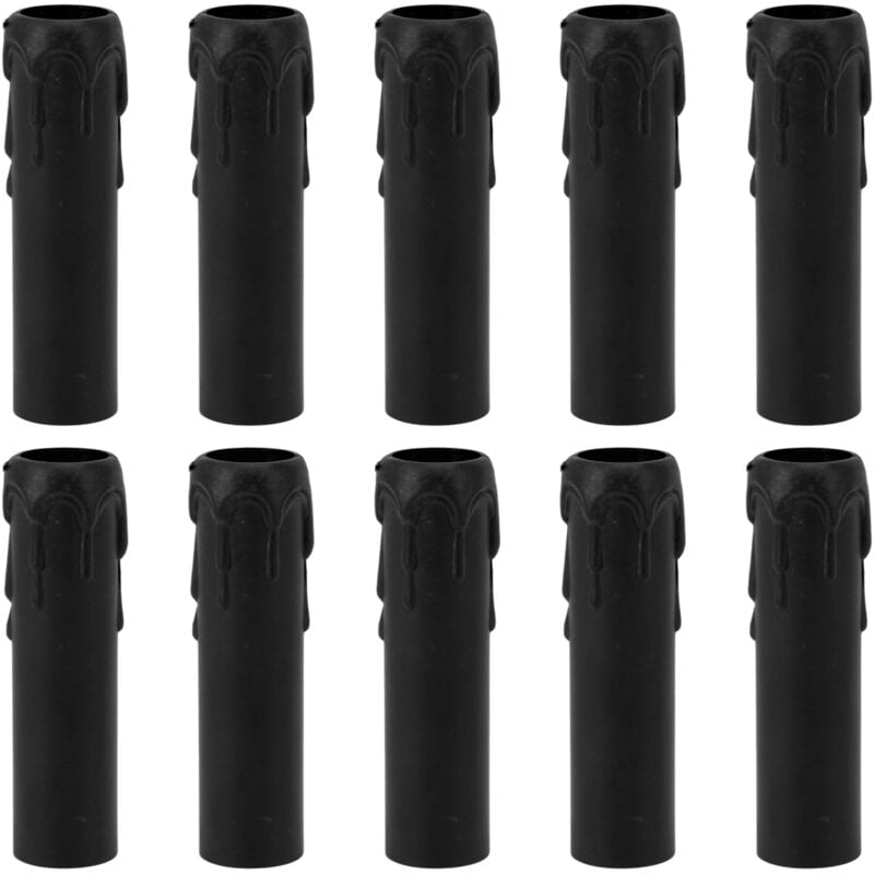 foto del prodotto minkurow copri base candela e14 design gocce di cera fusa set da 10 per sostituire e decorare lampadari e candelieri nero 