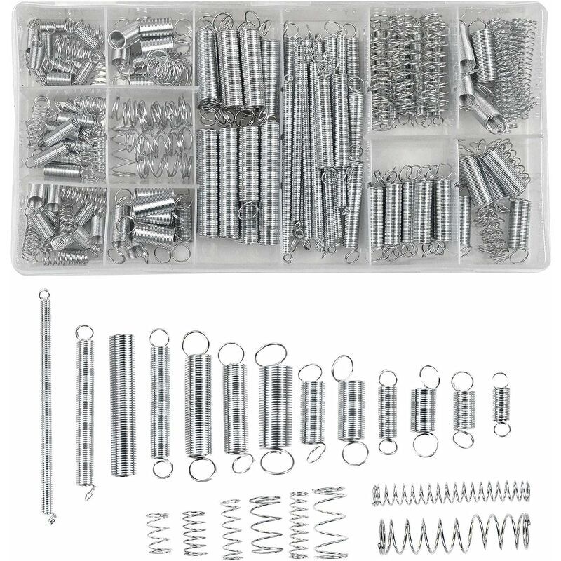 foto del prodotto minkurow molle di compressione, molle di estensione assortimento di molle di estensione in acciaio zincato di 20 dimensioni con scatola di