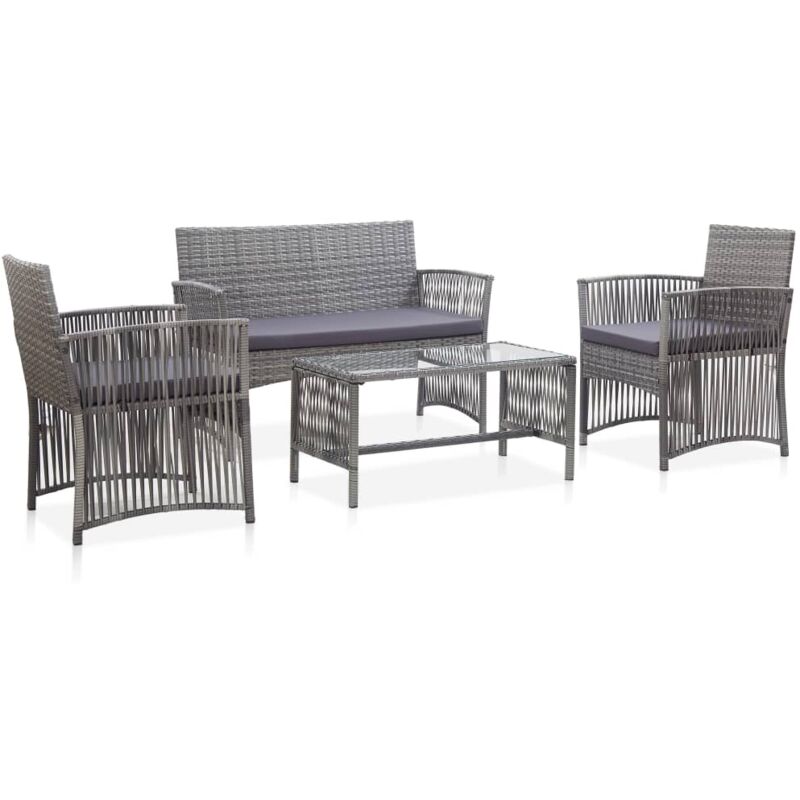 foto del prodotto minkurow set divani da giardino 4 pz con cuscini in polyrattan antracite
