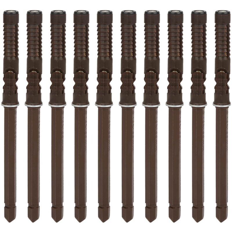 immagine 0 del prodotto minkurow staffe da parete per mensole invisibili da 10 pezzi, 10x100 mm, marroni, con tappi terminali, forte capacit di carico per librerie