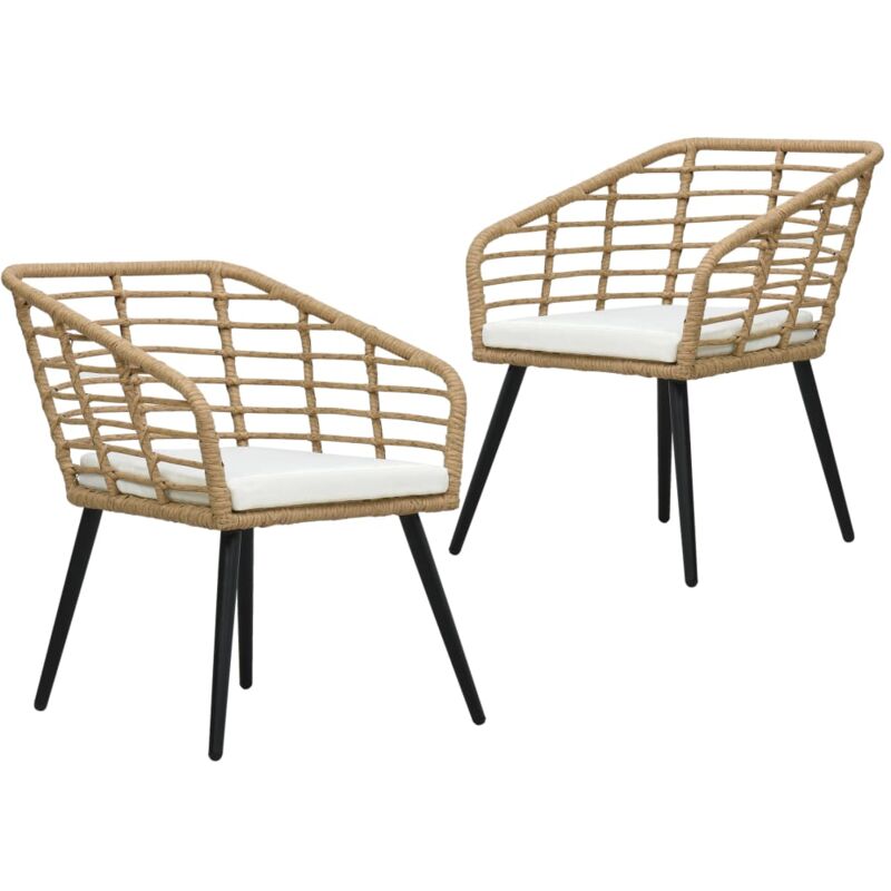 foto del prodotto minkurow vidaxl sedie da giardino 2 pz con cuscini in polyrattan rovere