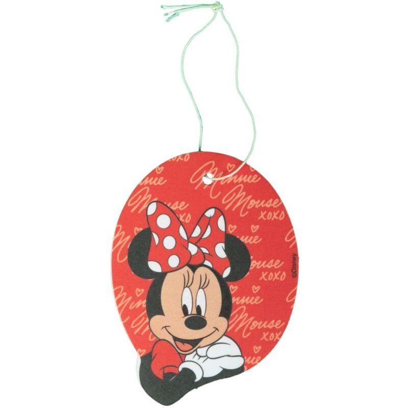 foto del prodotto minnie mouse profumatore deodorante auto vaniglia topolina rosso bianco fragranza profumo elastico