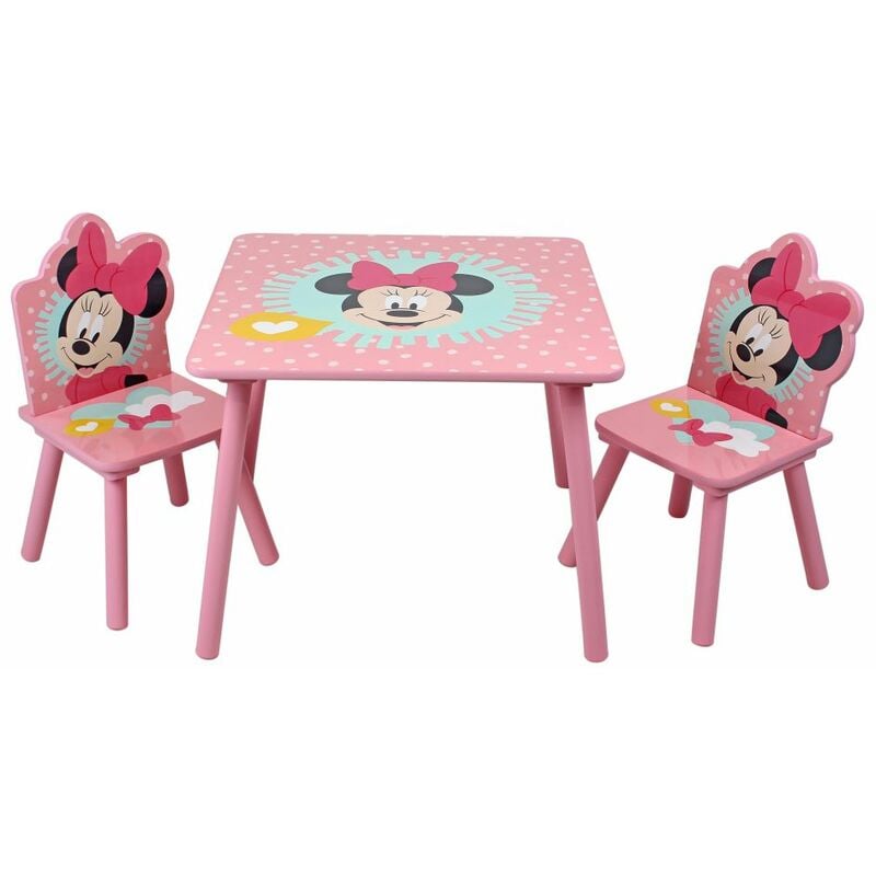 foto del prodotto minnie set tavolo con 2 sedie in legno