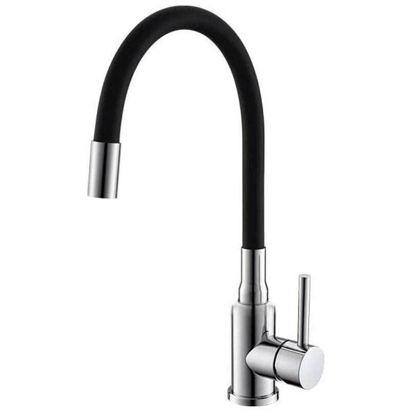 foto del prodotto mintas - miscelatore per lavello con braccio di erogazione flessibile, cromo/nero 1144427 - alveus