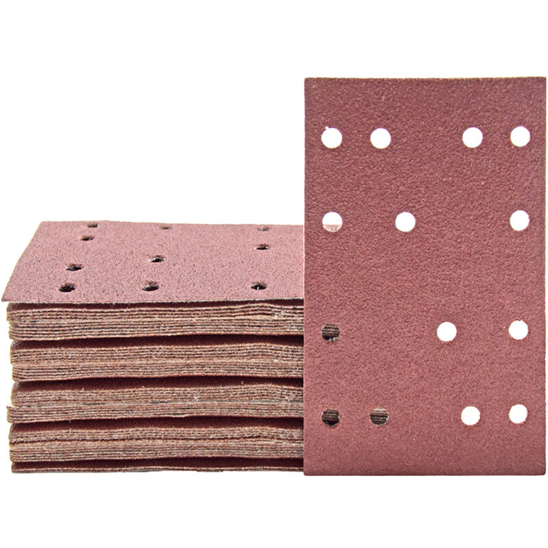 foto del prodotto miotools fox carte abrasive velcrate, 133 x 80 mm, 14 fori, p. levigatrici orbitali, corindone normale 50 pz. g240