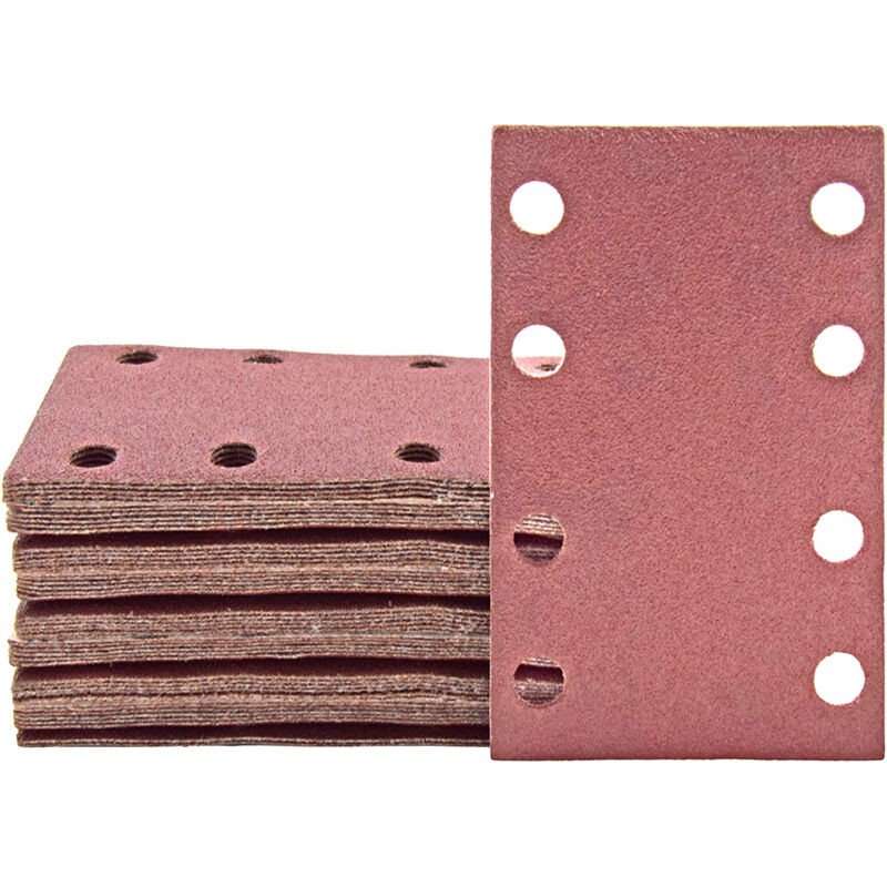 foto del prodotto miotools fox carte abrasive velcrate, 133 x 80 mm, 8 fori, p. levigatrici orbitali, corindone normale 50 pz. g80