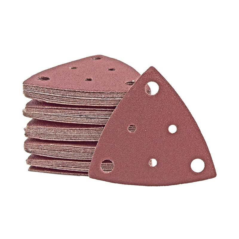 foto del prodotto miotools fox carte abrasive velcrate, 82 mm, 6 fori, p. levigatrici a delta, corindone normale 25 pz. g36