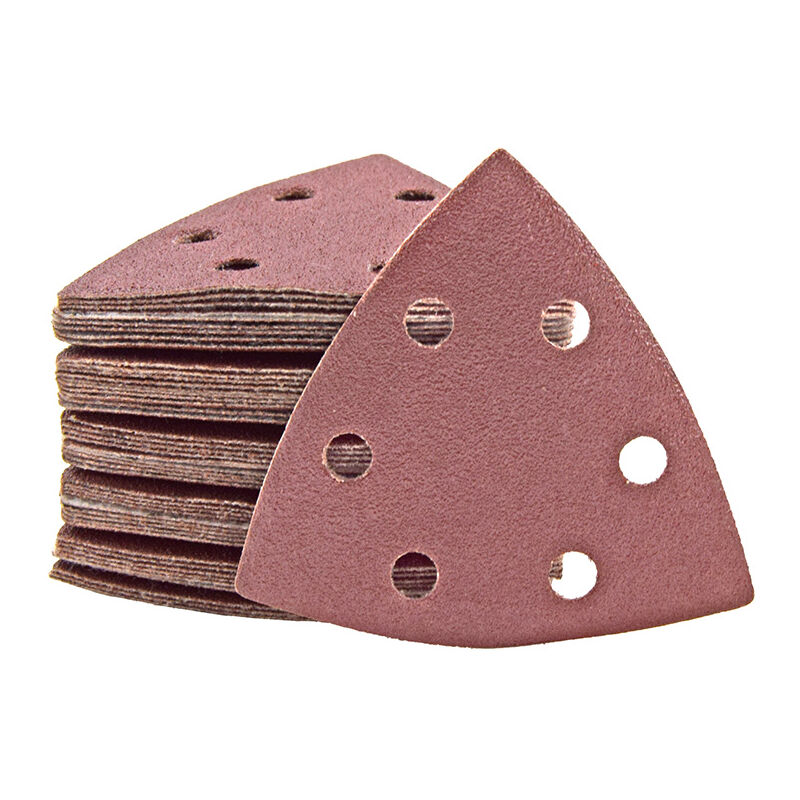 foto del prodotto miotools fox carte abrasive velcrate, 93 mm, 6 fori, p. levigatrici a delta, corindone normale 50 pz. g240
