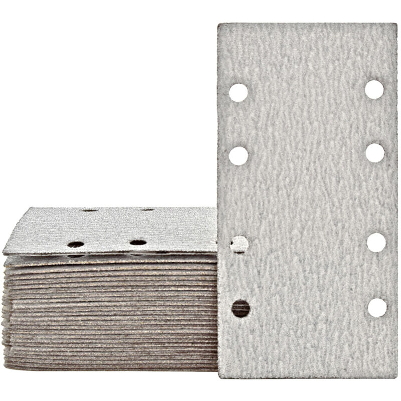 immagine 0 del prodotto miotools shark carte abrasive velcrate, 186 x 93 mm, 8 fori, p. levigatrici orbitali, corindone normale 50 pz. g120