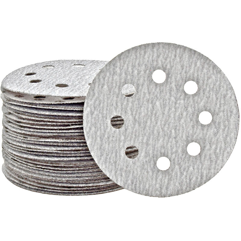 foto del prodotto miotools shark dischi abrasivi velcrati, 115 mm, 8 fori, p. levigatrici rotorbitali, corindone normale 50 pz. g320