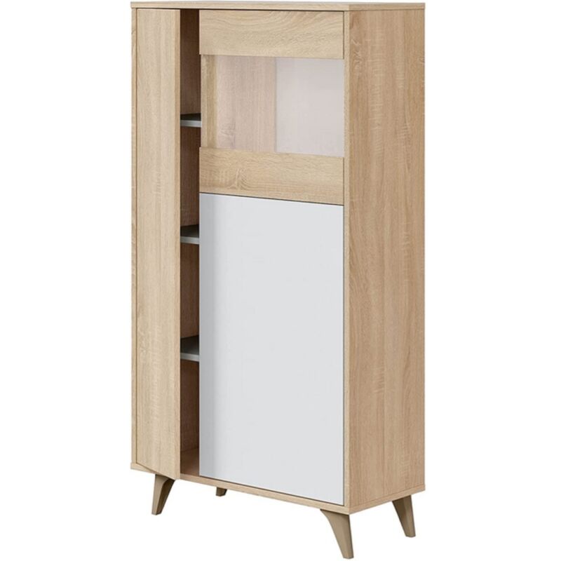 foto del prodotto mirakemueble vetrina kikua plus 77x33x142h rovere canadian bianco artik arredo interno