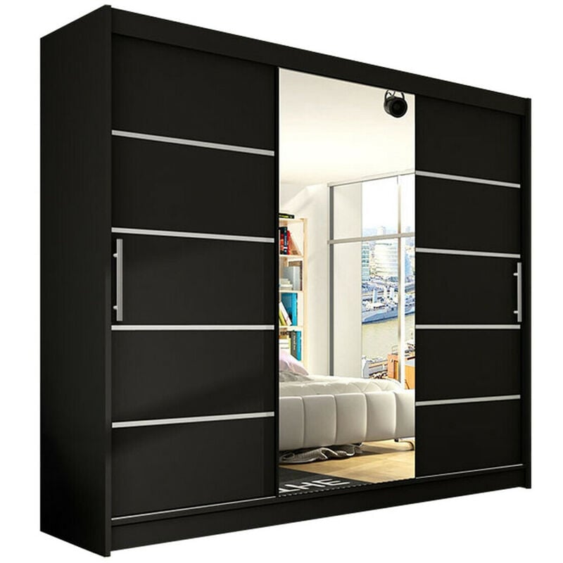 foto del prodotto mirjan24 - guardaroba closico 131, nero, 215x250x58cm, porte guardaroba: scorrevoli, numero di ripiani: 0