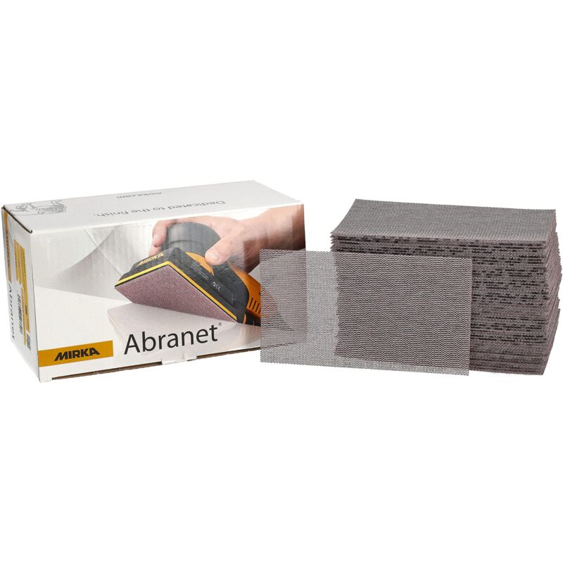 foto del prodotto mirka abranet strisce di levigatura a rete 70x125 mm a strappo grana p180 50 pz per levigare legno, stucco, vernice, plastica 5414905018