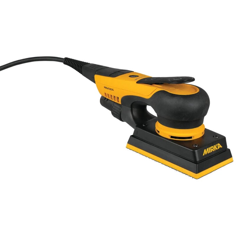 foto del prodotto mirka deos 353cv levigatrice orbitale con aspirazione centrale della polvere e autogancio in valigetta per carta abrasiva 81x133mm corsa