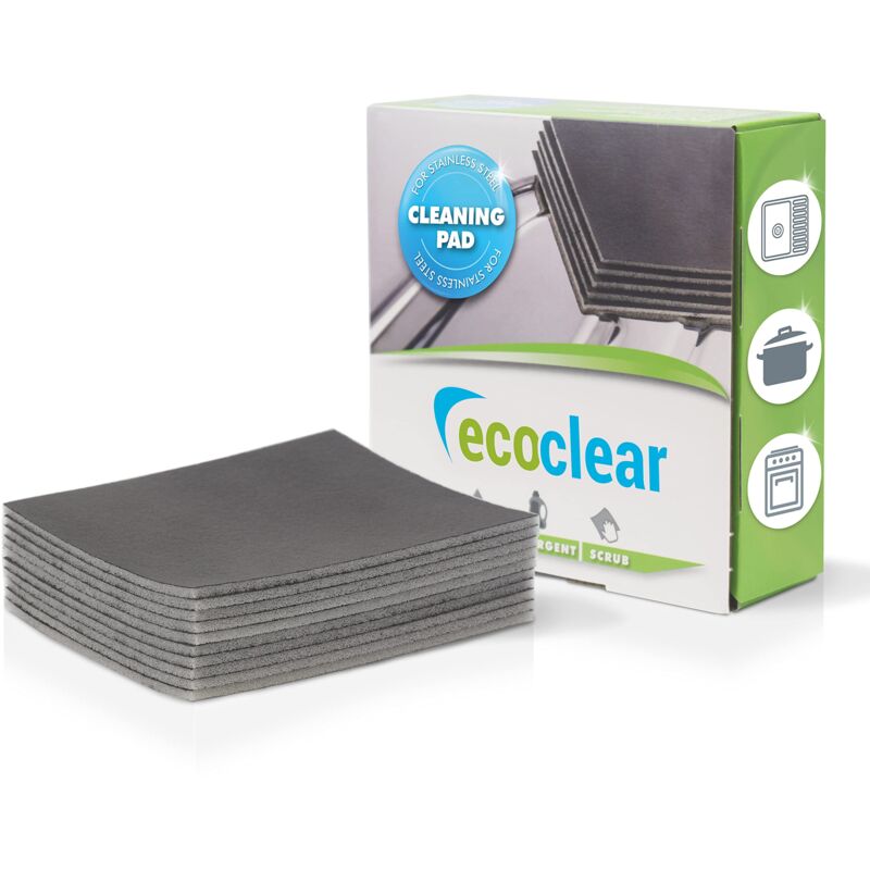 foto del prodotto mirka ecoclear spugna di pulizia per superfici in acciaio inox lucido, 10 pezzi, detergente professionale e accurato per acciaio inox, pulizia