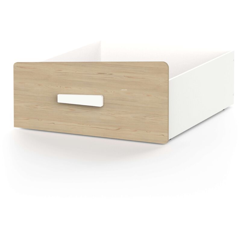 foto del prodotto miroytengo cassettiera bassa per bambini cabane in bianco opaco e rovere chiaro 41x98 cm