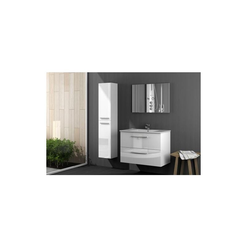 foto del prodotto miroytengo colonna bagno sospesa aruba in melaminico bianco lucido, cemento o rovere alaska 30x150 cm
