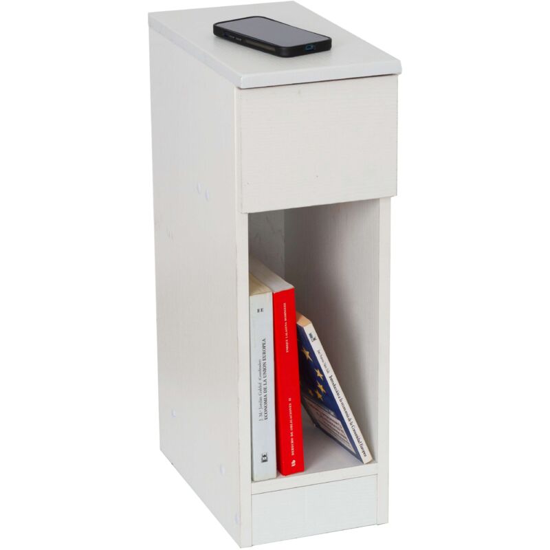 foto del prodotto miroytengo comodino sottile per camera da letto nei colori bianco rovere, bianco chiaro, rovere chiaro o nero tapu 1 cassetto e 1 nicchia 60x35x24