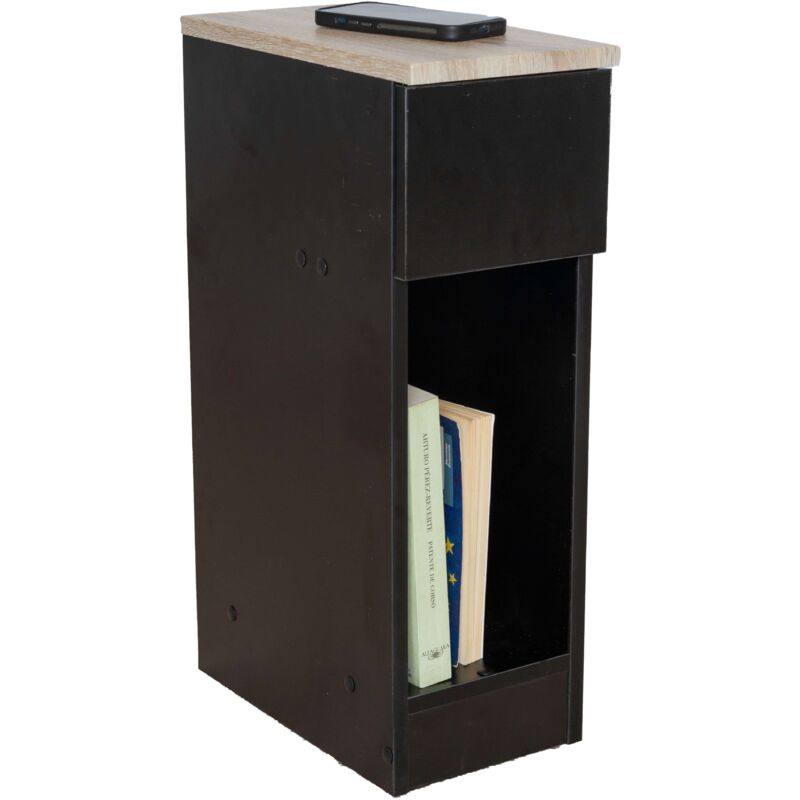 foto del prodotto miroytengo comodino sottile per camera da letto nei colori bianco rovere, bianco chiaro, rovere chiaro o nero tapu 1 cassetto e 1 nicchia 60x35x24