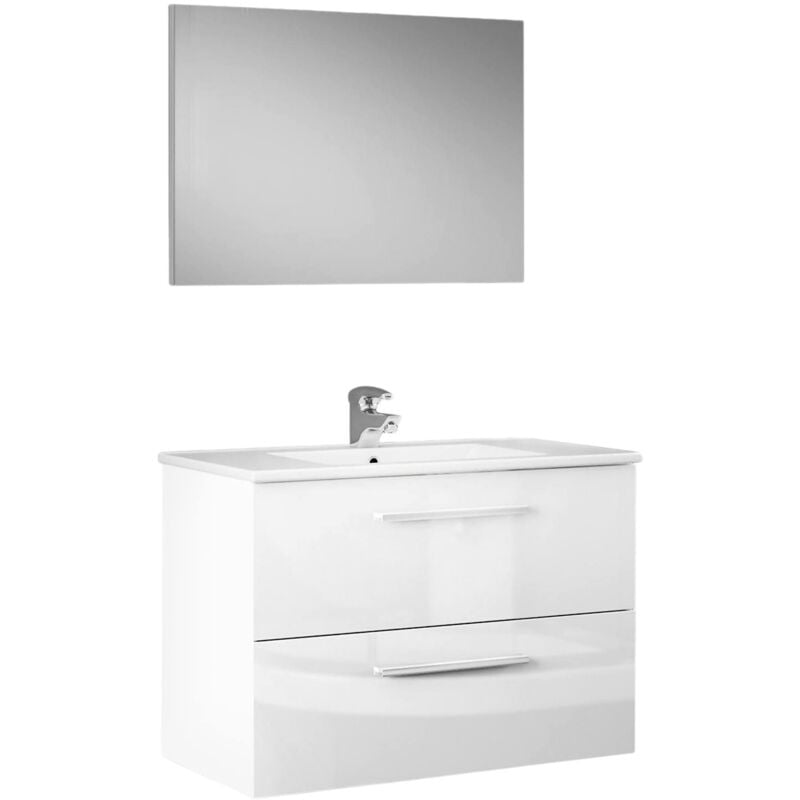 foto del prodotto miroytengo kit mobile da bagno modello aruba cm80x45x57h 2cassettoni colore bianco