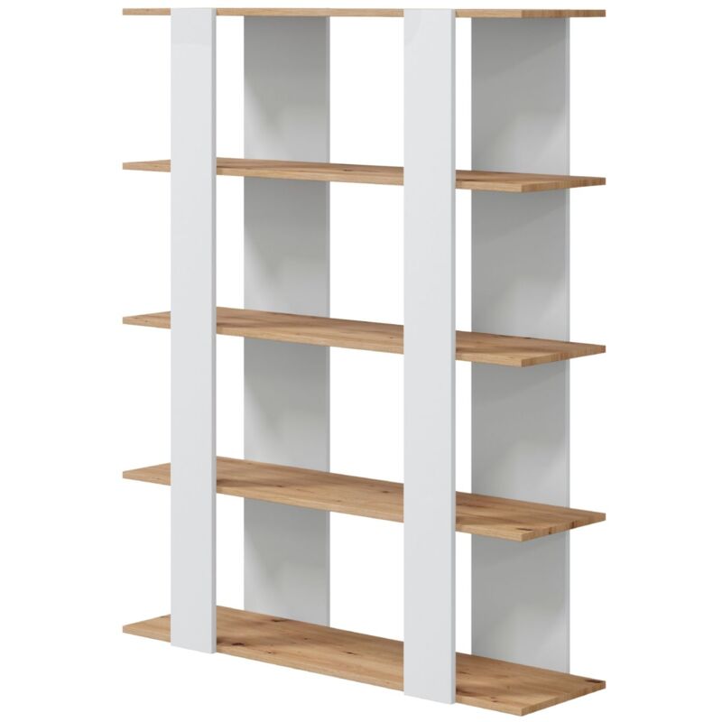 foto del prodotto miroytengo libreria deia per soggiorno in bianco artik e rovere nodi, 136x108x31 cm