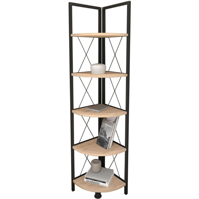 foto del prodotto miroytengo mensola angolare rus in rovere safir e nero 160x67x34 cm