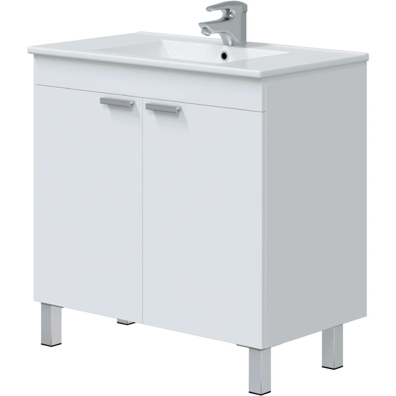 foto del prodotto miroytengo mobile da bagno atenea con gambe, 2 ante a soffietto, bianco lucido, 80 cm senza lavabo 