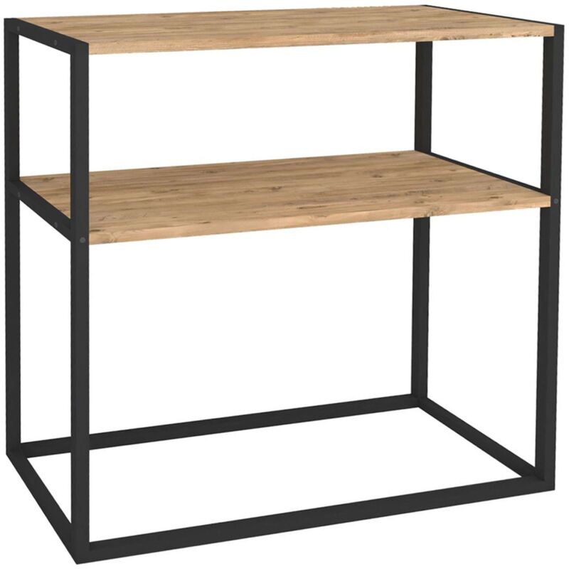 foto del prodotto miroytengo mobile ingresso rus con ripiani inferiori in rovere safir e nero 90x90x34 cm