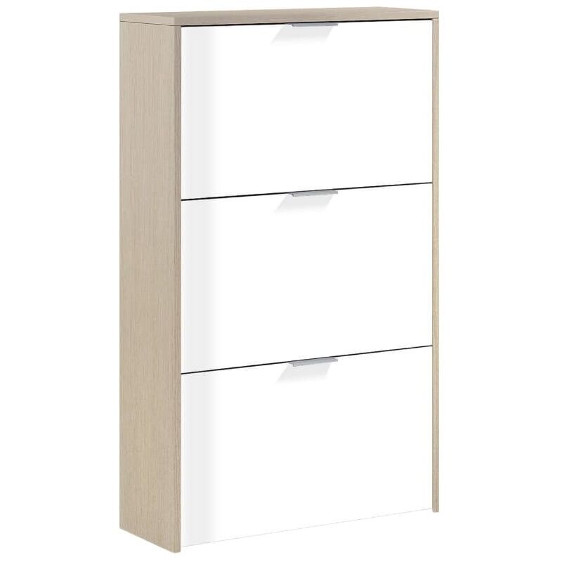 foto del prodotto miroytengo scarpiera multi stanza in rovere o bianco lucido con 3 ripiani 113x60x22 cm
