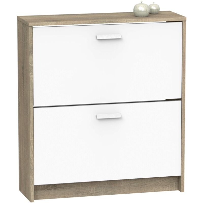 foto del prodotto miroytengo scarpiera tibet a 2 ante, rovere cambriano e bianco, 74 cm