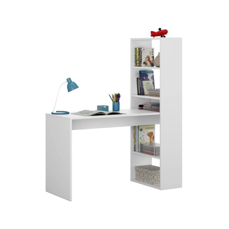 foto del prodotto miroytengo scrivania e libreria reversibile duplo bianca, 120x53x144 cm
