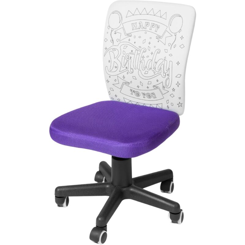foto del prodotto miroytengo sedia da ufficio paint me birthday in viola con pennarelli per tessuto e metallo 41x74x51 cm