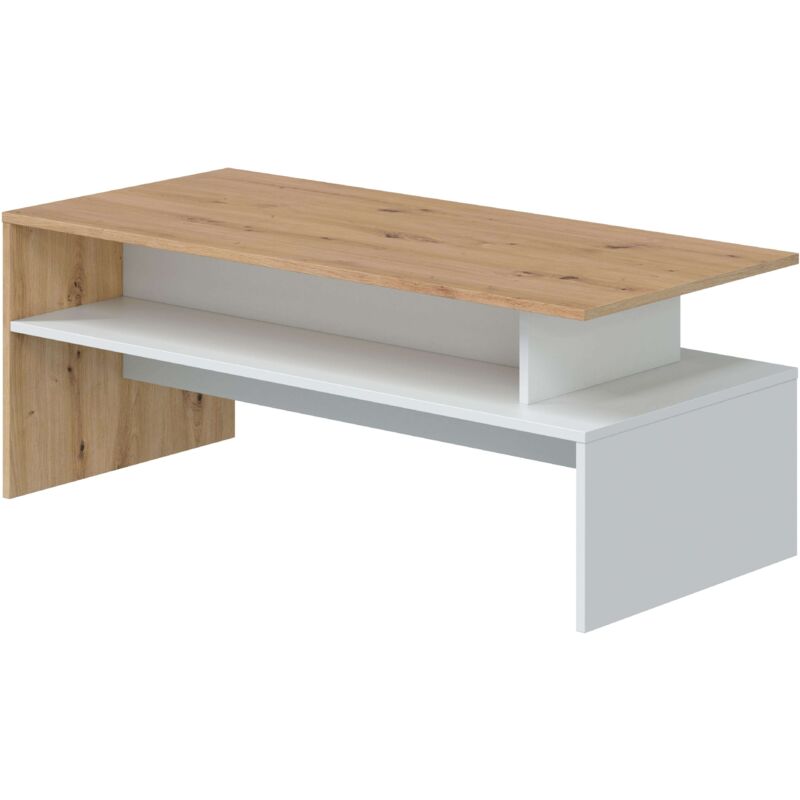 foto del prodotto miroytengo tavolino da salotto lyra in rovere nody e bianco artik, 108 x 43 cm