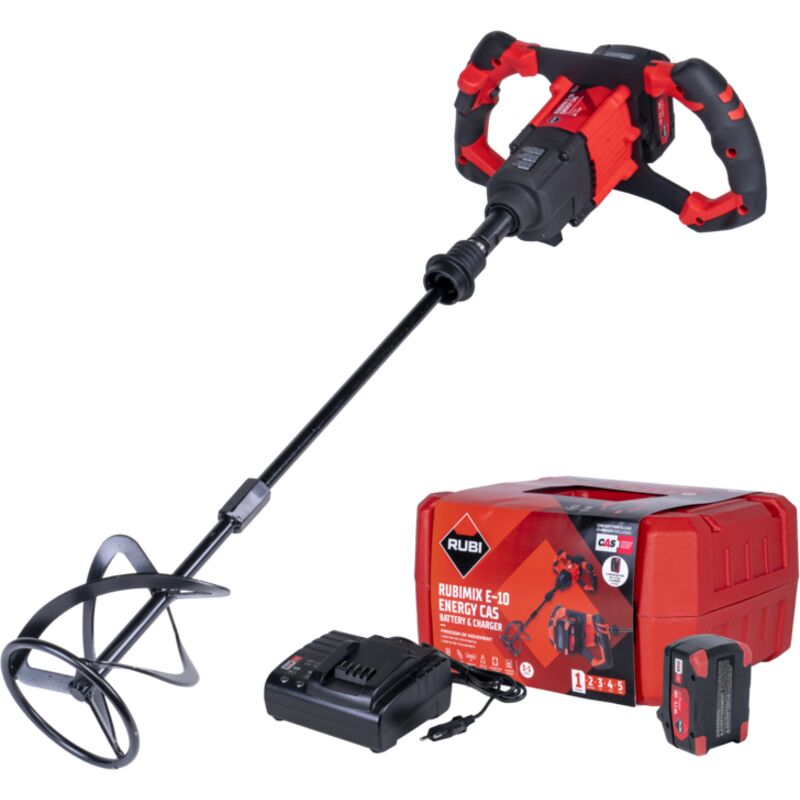 foto del prodotto miscelatore a batteria rubimix e 10 energy cas 120 mm con batteria 18v caricatore custodia rubi 26570