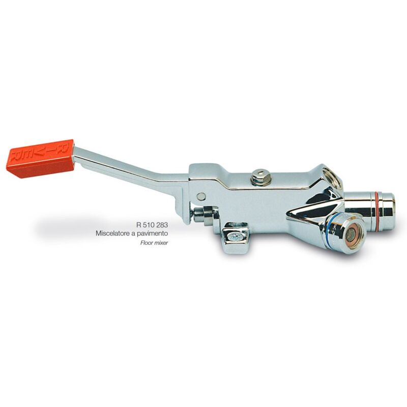 foto del prodotto miscelatore a pedale esterno per il fissaggio a pavimento con cartuccia per la miscelazione progressiva interamente in ottone e con dispositivo anti