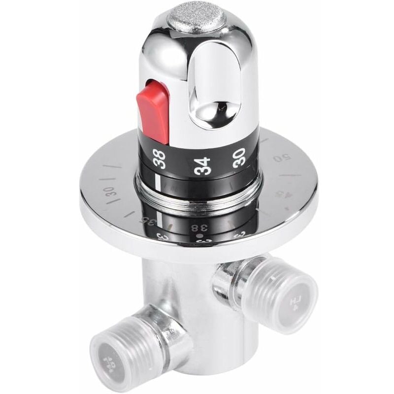foto del prodotto miscelatore acqua calda e fredda, miscelatore termostatico in ottone massiccio, miscelatore a temperatura fissa per cucina, bagno, lavandino, wc, g1 2